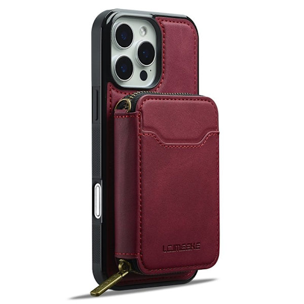 LC.IMEEKE L6 iPhone 16 Pro Max Plånboksfodral Konstläder - Röd