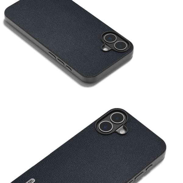ABEEL Mobilskal till iPhone 16 Plus Äkta Läder Coated PC+TPU Blå