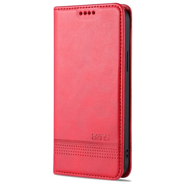 AZNS iPhone 13 Plånboksfodral Konstläder Stötabsorberande - Röd
