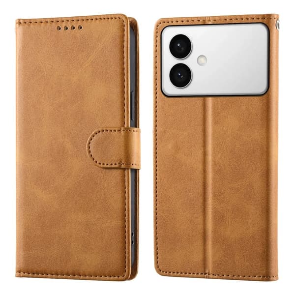 Samsung Galaxy S26 Edge Plånboksfodral Konstläder Flip - Gul