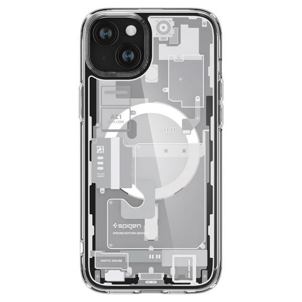 Spigen telefontaske til iPhone 15 Plus Magsafe Ultra Hybrid - Zero One Hvid Vit