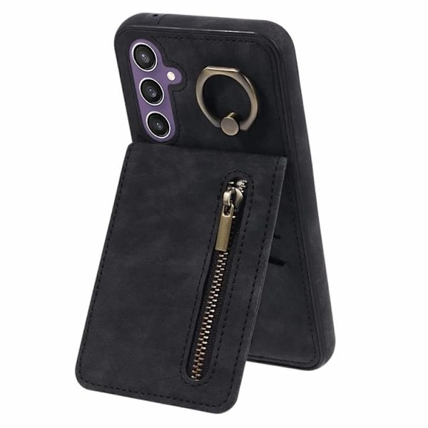 Galaxy S24 Mobilskal Kickstand Korthållare - Svart Svart