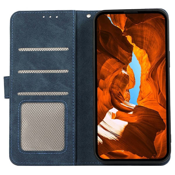 ABEEL iPhone 17 Pro Max Plånboksfodral Splicing Läder RFID Blå