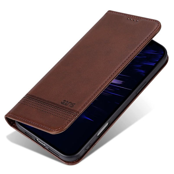 AZNS iPhone 16 Plus Plånboksfodral Konstläder - Brun