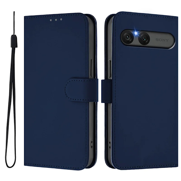 Sony Xperia 10 VII Plånboksfodral Solid Color Konstläder - Blå Blå