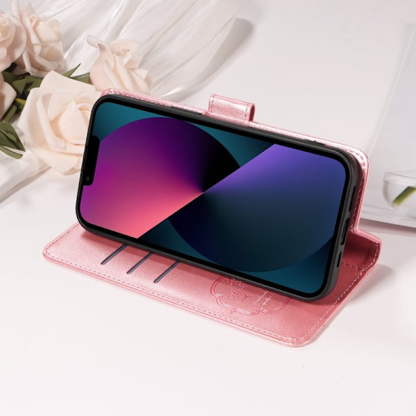 Samsung Galaxy A37 Plånboksfodral Konstläder Blomtryck Ställ - Rosa