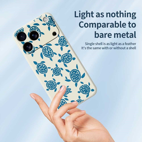 Mobilskal till iPhone 17 Pro Max Turtle Pattern Straight Edge - Beige Blå
