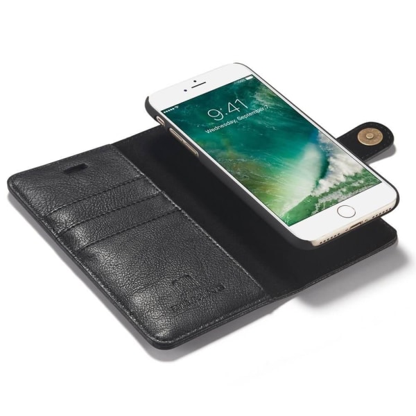 DG.MING Äkta Läder Plånboksfodral iPhone 7/8 Plus - Svart Svart
