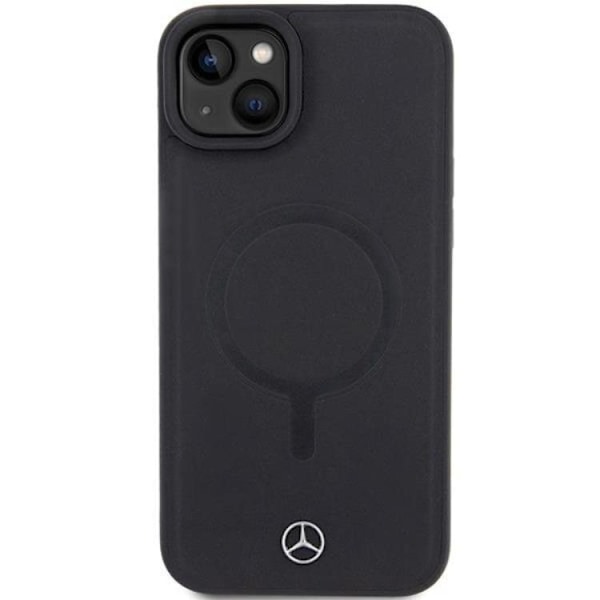 Mercedes iPhone 15 Plus Mobilskal Magsafe Smooth Läder - Svart Svart