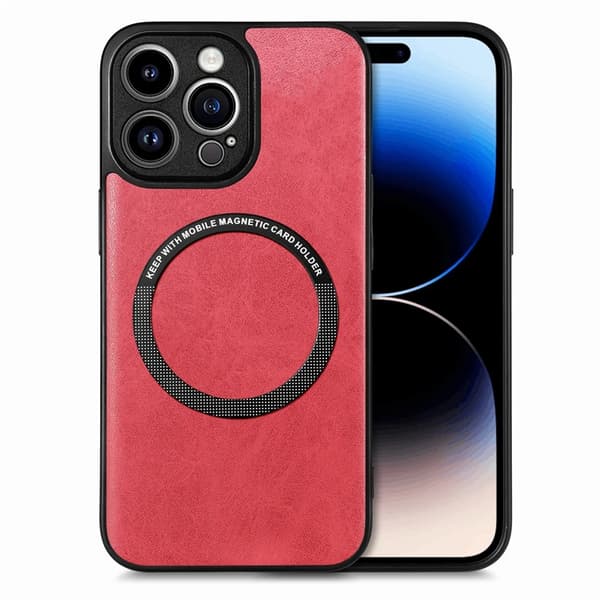 BOOM iPhone 8 Plus -puhelinkuori Magsafe Nahka - Punainen Röd