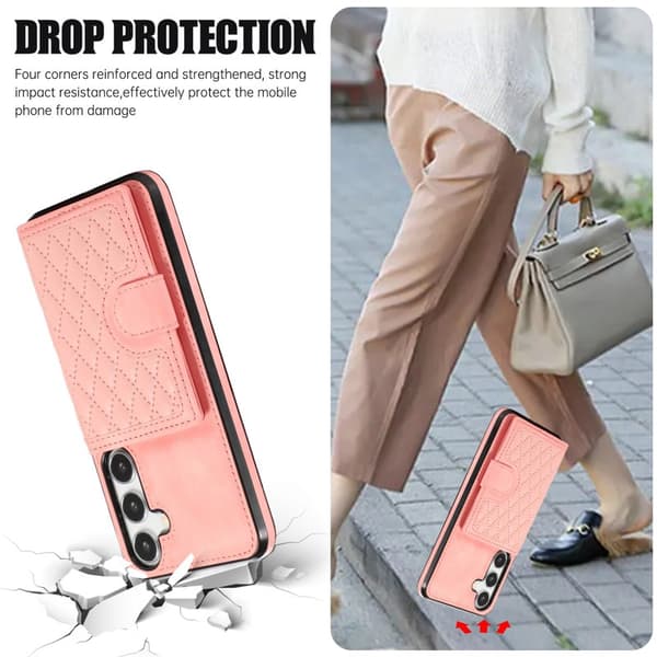 Mobilskal för Samsung Galaxy S26 Plus Kickstand TPU + PU - Roséguld