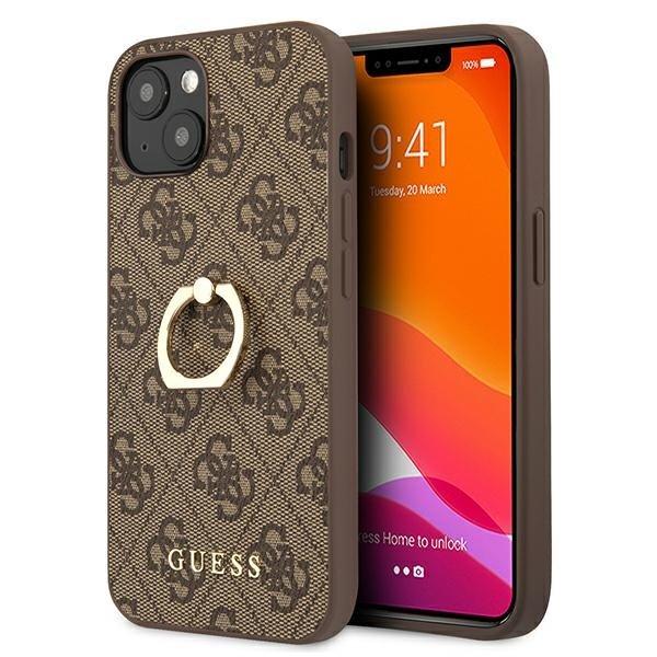 Guess Ring Stand Cover iPhone 13 Mini - ruskea Brown