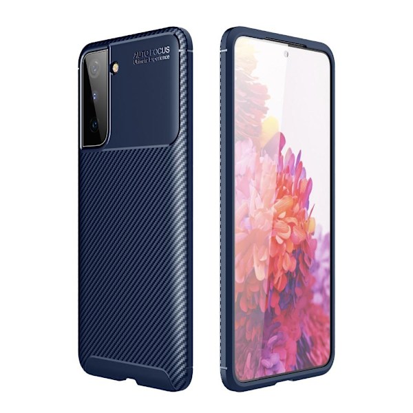 Carbon Fiber Mobilskal till Samsung Galaxy S21 Ultra - Blå Blå