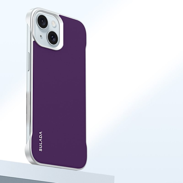 SULADA Mobilskal till iPhone 15 Frameless PU + PC Bakside - Lila