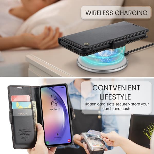 CASEME Plånboksfodral Konstläder för Samsung Galaxy A54 5G - Svart