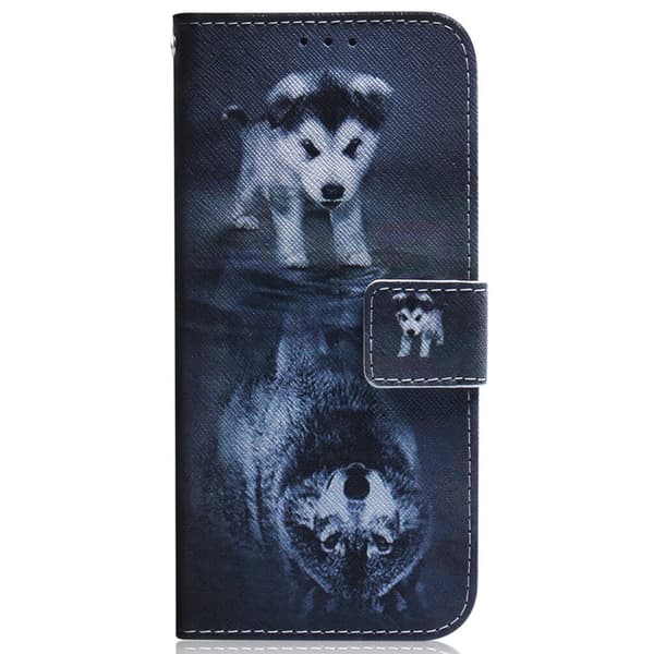 Plånboksfodral för Samsung Galaxy S26 Plus Mönstertryck Konstläder Hund och Varg