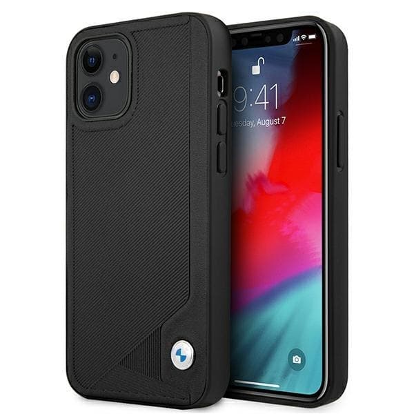 BMW Nahkainen Deboss Kuori iPhone 12 mini - Musta Black