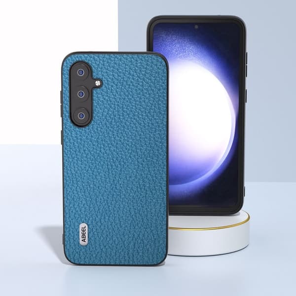 ABEEL Samsung Galaxy S23 FE Plånboksfodral Äkta Läder Blå