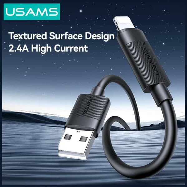 USAMS Lightning til USB-A 12W Kabel 1m U94 - Sort Svart