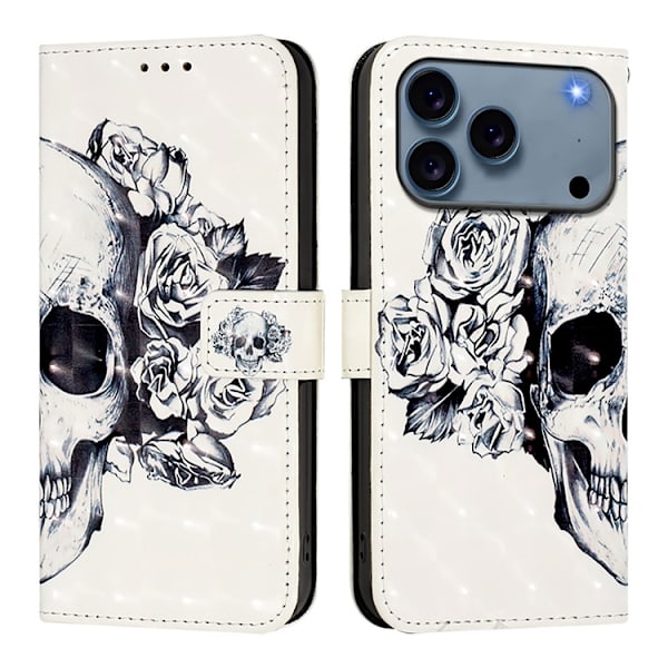 iPhone 17 Pro Plånboksfodral Printing Pattern Med Strap Vit