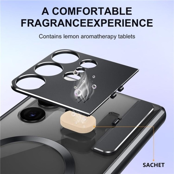 Galaxy S21 Ultra Mobil Taske Magsafe Aroma Kickstand - Sort