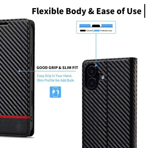 LC.IMEEKE iPhone 16 Plus Plånboksfodral Konstläder - Vit