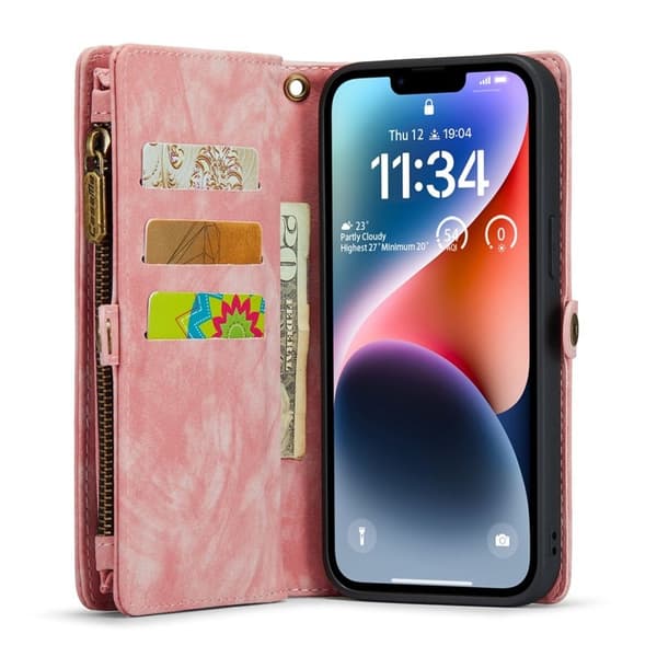CASEME 008 Series iPhone 13 mini Plånboksfodral 2 i 1 Rosa