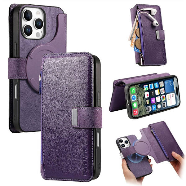 CASENEO MW-02 iPhone 16 Pro Max Plånboksfodral Konstläder - Lila