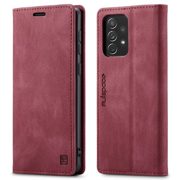 AUTSPACE A01 för Samsung Galaxy A72 Plånboksfodral Konstläder - Röd