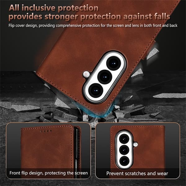 AZNS Samsung Galaxy Z Fold7 Plånboksfodral Konstläder - Röd