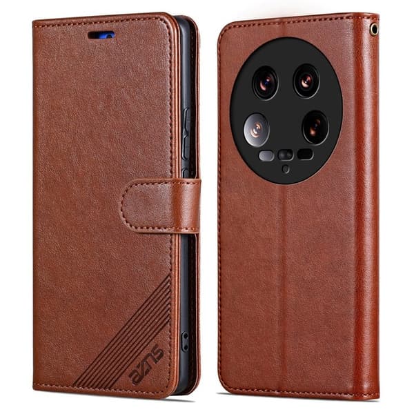 AZNS Xiaomi 14 Ultra Plånboksfodral Stand Konstläder - Brun