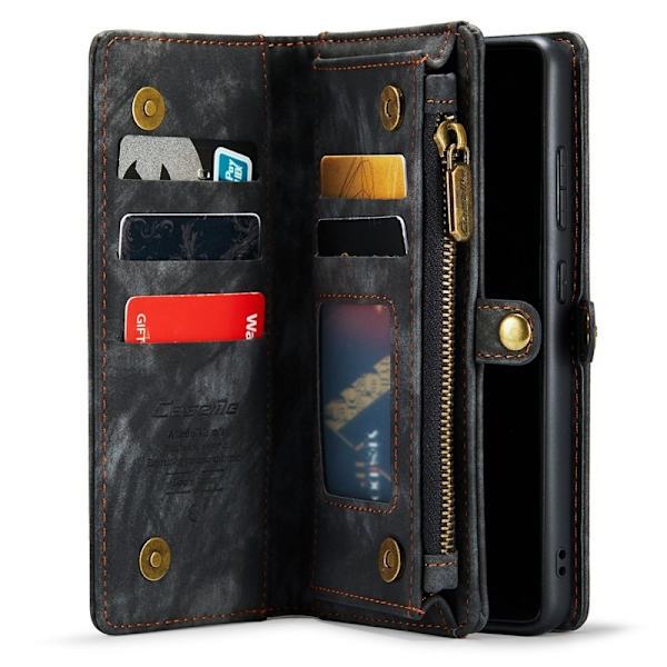 CASEME Multi-function Wallet Mobilskal för Samsung Galaxy S21 FE - Svart