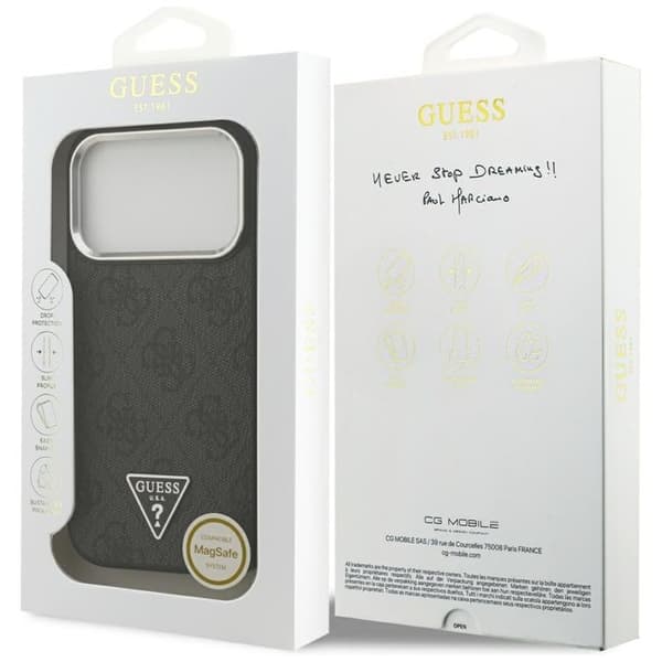 Guess Mobilskal till iPhone 17 Pro MagSafe 4G Triangle Logo - Svart Silver Svart