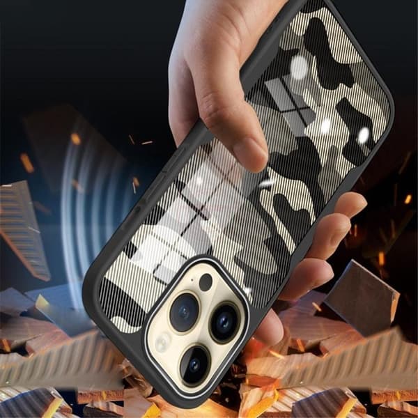 Rzants iPhone 14 Pro Cover Camouflage - Sort Svart