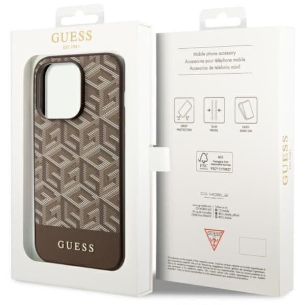 Guess iPhone 14 Pro Max Mobilskal MagSafe GCube Stripes - Brun Brun