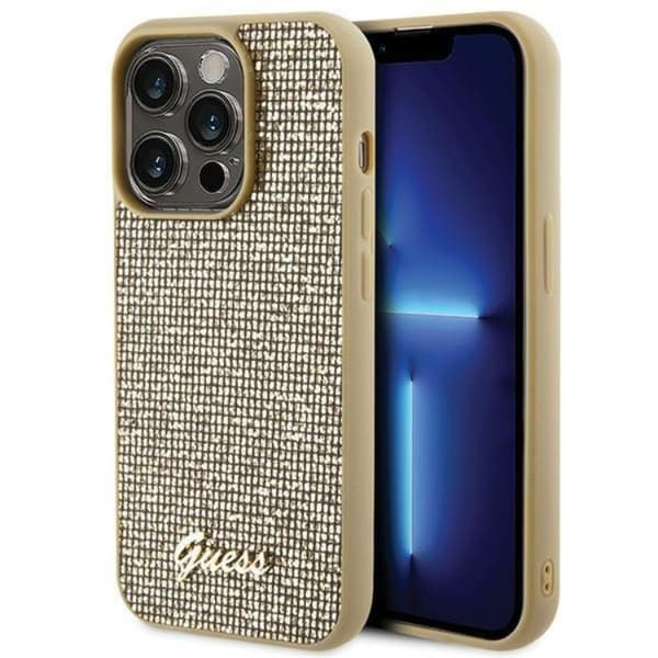 Guess iPhone 15 Pro Mobilskal Disco Metal Script - Kulta Guld
