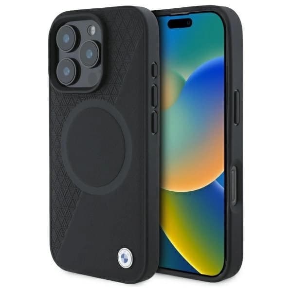 BMW Mobilskal till iPhone 16 Pro Max MagSafe Half Textured och Circle Svart