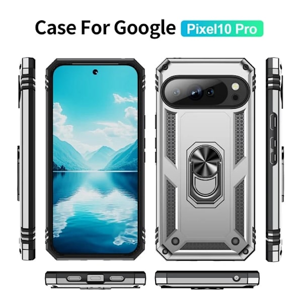 Mobilskal till Google Pixel 10/10 Pro Kickstativ - Silver Silver