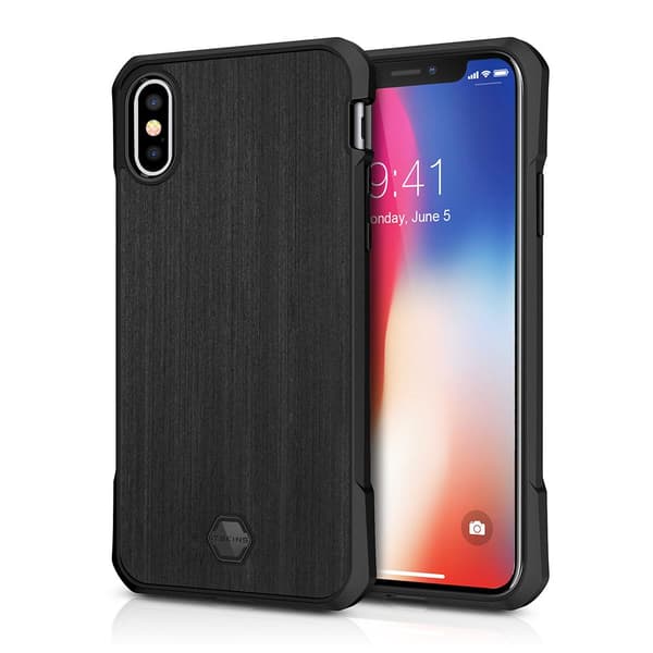 Itskins Atom DLX Cover til iPhone XS / X - Wood Sort Black