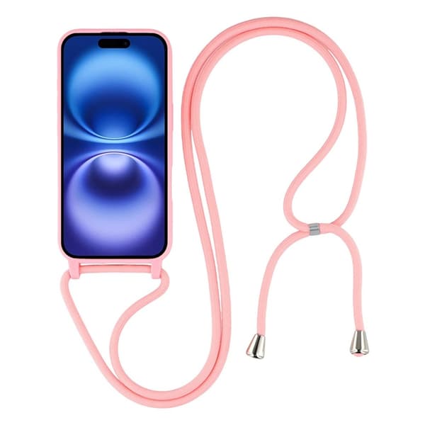 Mobilskal till iPhone 17 TPU Shockproof med Lanyard - Rosa Rosa
