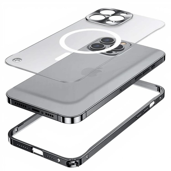 iPhone 13 Pro Max Skal Magsafe Metall Frame - Silver
