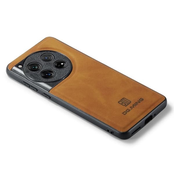 DG.MING Mobilskal till OnePlus 12 5G Läder+PC+TPU Stöttåligt - Brun