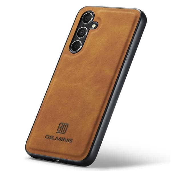 DG.MING Mobilskal till Samsung Galaxy A35 5G Läder+PC+TPU Brun