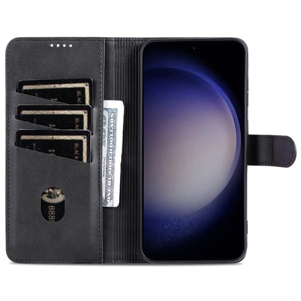 AZNS Samsung Galaxy S24 FE Plånboksfodral Konstläder - Svart
