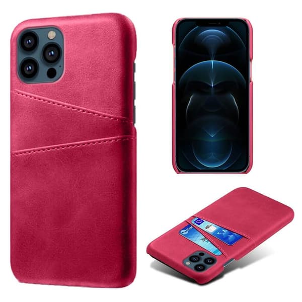 Retro Mobilskal med Kortplatser iPhone 13 Pro Max - Magenta Rosa