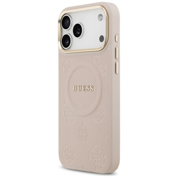 Guess Mobilskal till iPhone 17 Pro Max Magsafe Peony Hot Stamp - Rosa Rosa