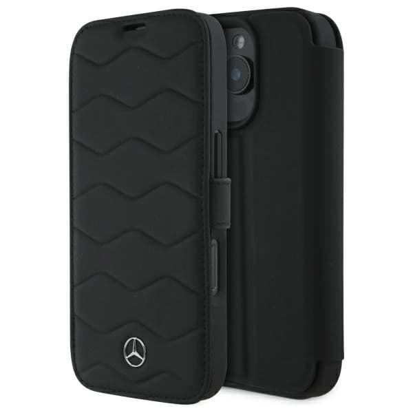Mercedes iPhone 16 Pro Max Plånboksfodral MB Waves Läder Black