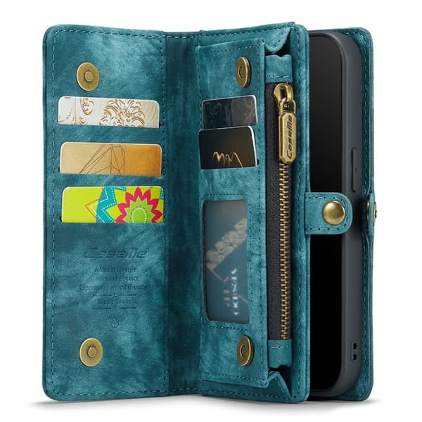 CASEME 008 Series Konstläder 2-i-1 Plånboksfodral iPhone 11 Pro Blå