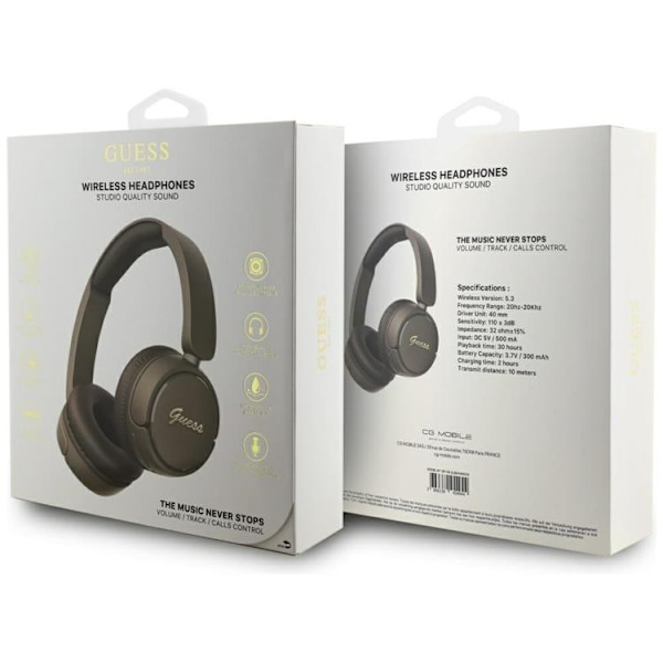 Guess Over-Ear Hörlurar Bluetooth 5.3 Metal Logo Script - Brun Brun