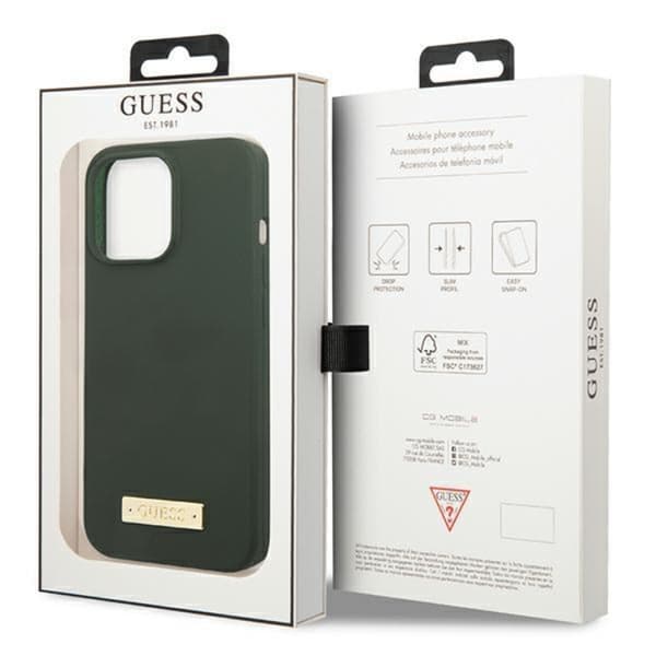 Guess iPhone 13 Pro Max Skal MagSafe Silicone Logo Plate - Grön Grön